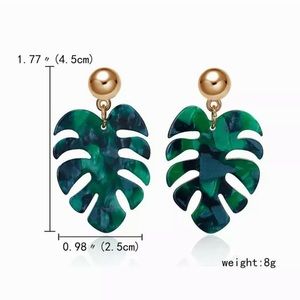 Green palm leaf earrings